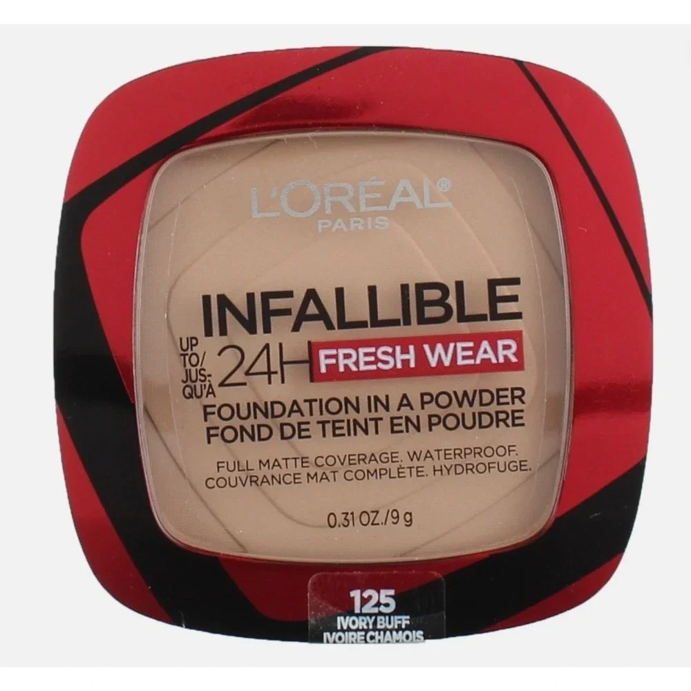 Loreal Infallible 24Hr Fresh Wear Powder‎ Foundation 125 Ivory Buff Matte 0.31oz